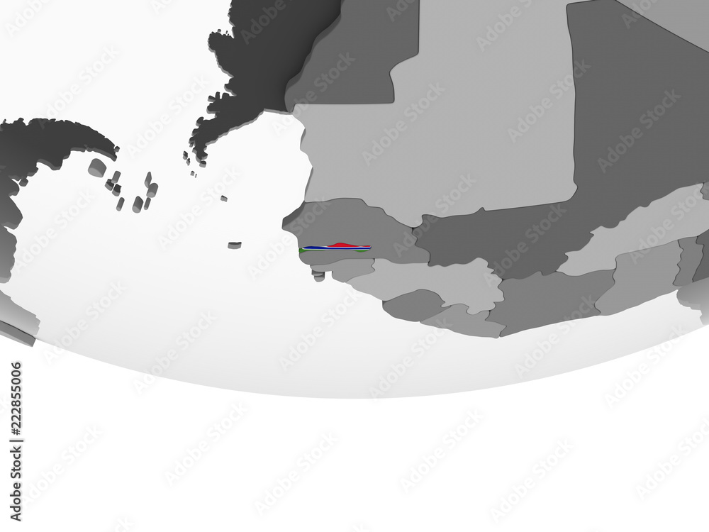 Obraz premium Gambia with flag on globe