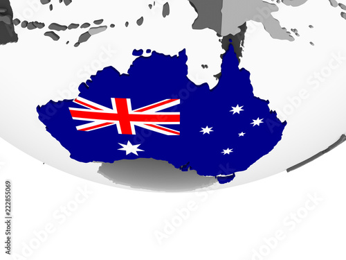 Australia with flag on globe