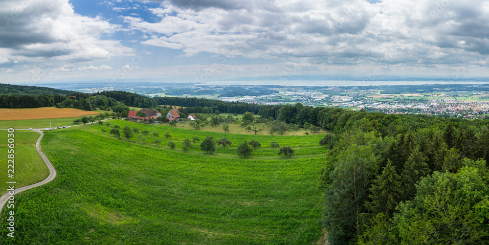 Germany, XXL landscape panorama of lake constance nature
