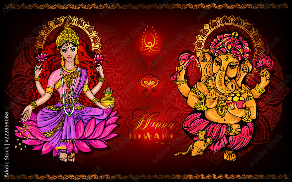Happy Diwali Lakshmi and Ganesha