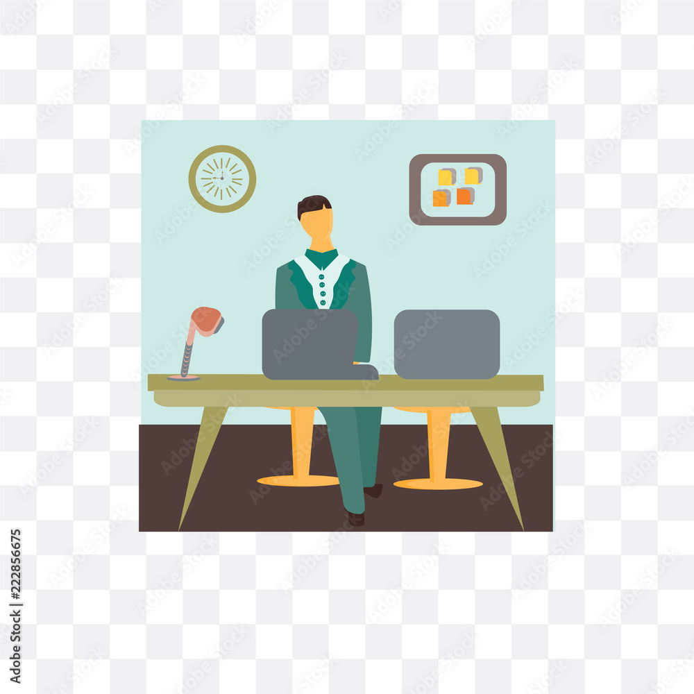 man working in the office icon isolated on transparent background. Simple and editable man working in the office icons. Modern icon vector illustration. man working in the office icon isolated on transparent background. Simple and editable man working in the office icons. Modern icon vector illustration.
