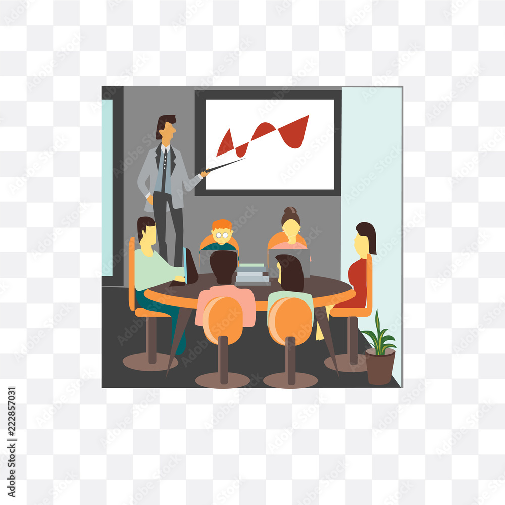 meeting in the office icon isolated on transparent background. Simple and editable meeting in the office icons. Modern icon vector illustration.
