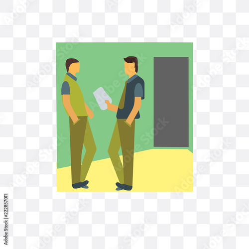 2 man talking business icon isolated on transparent background. Simple and editable 2 man talking business icons. Modern icon vector illustration.