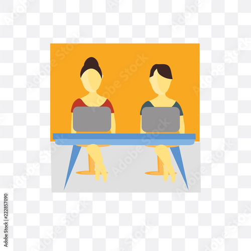 girls coworking icon isolated on transparent background. Simple and editable girls coworking icons. Modern icon vector illustration.