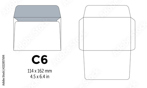 Envelope c6 template for a4, a5 paper with cut lines