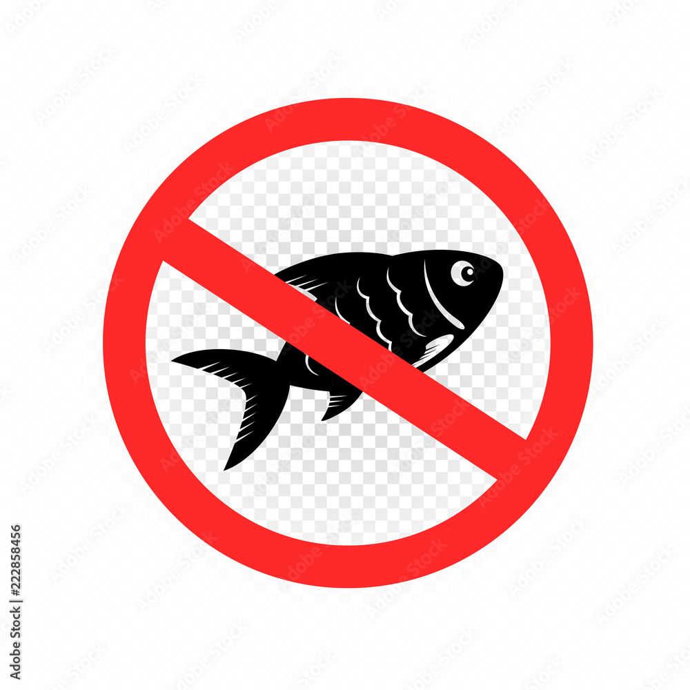 No fish symbol. Fishing is prohibited sign icon on white transparent background No fish symbol. Fishing is prohibited sign icon on white transparent background