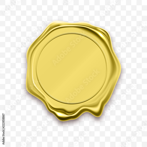 Gold stamp wax seal vector sealing retro label