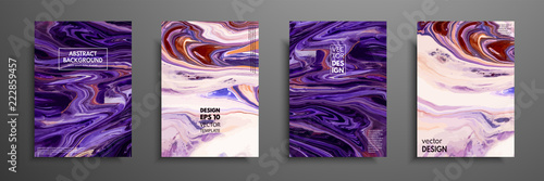 Abstract painting, can be used as a trendy background for wallpapers, posters, cards, invitations, websites. Modern artwork. Marble effect painting. Mixed blue, purple and red paints