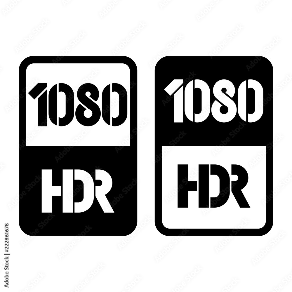 1080 HDR format black and cut icon. Pure flat vector illustration on white background 1080 HDR format black and cut icon. Pure flat vector illustration on white background