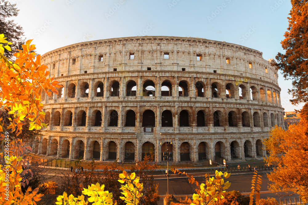 Obraz premium view of Colosseum building in Rome, Italy at fall