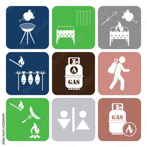 Set of camping equipment icons