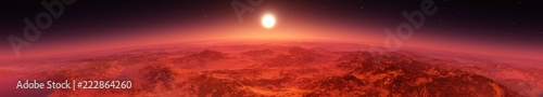 Martian landscape. Panorama of Mars. Alien landscape. 
