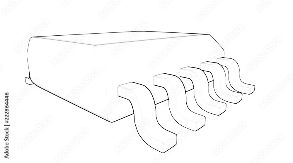 Electrionic Circuit Chip Package SSOP 3d illustration sketch outline Electrionic Circuit Chip Package SSOP 3d illustration sketch outline