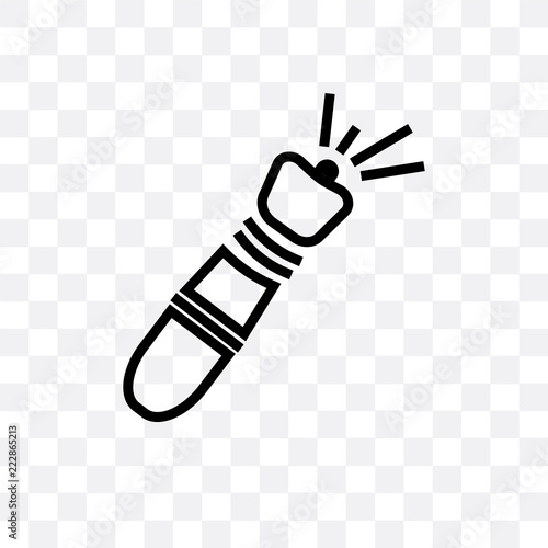 flashlight icon isolated on transparent background. Simple and editable flashlight icons. Modern icon vector illustration.