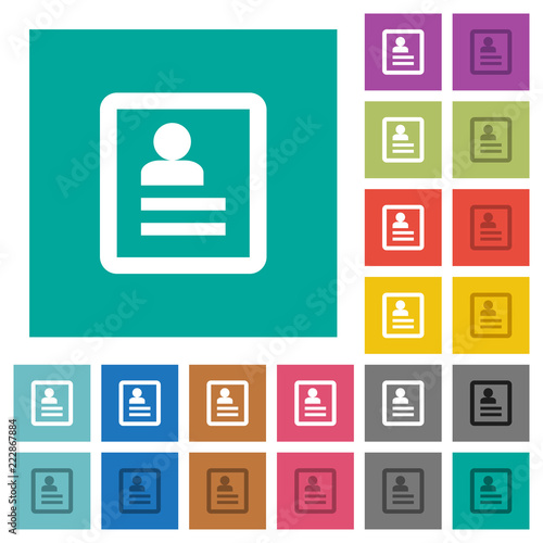 Contacts square flat multi colored icons