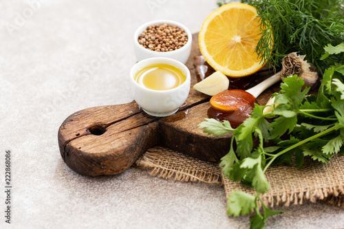 Ingredients for homemade sweet and sour sauce