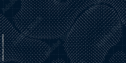 Vector field visualization of forces. Magnetic or gravitational fluctuations chart. Science backdrop with a matrix of arows with magnitude and direction. Flow representation. Interaction.