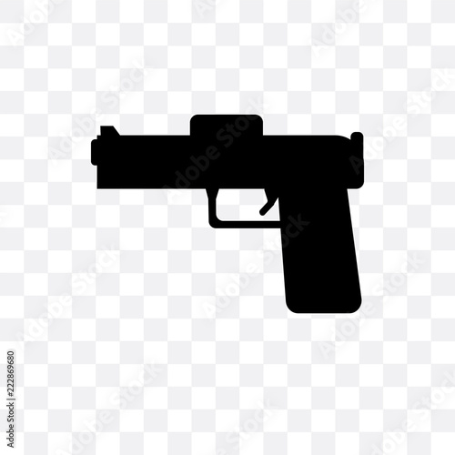 pistol icon isolated on transparent background. Simple and editable pistol icons. Modern icon vector illustration.