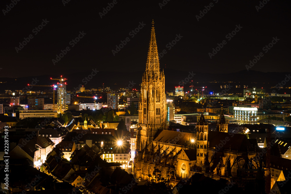 Obraz premium Germany, Freiburg im Breisgau in the night