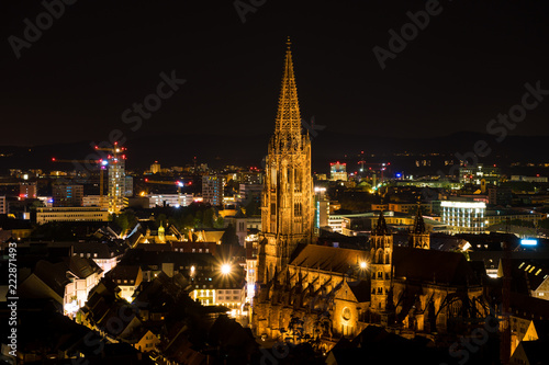 Germany, Freiburg im Breisgau in the night