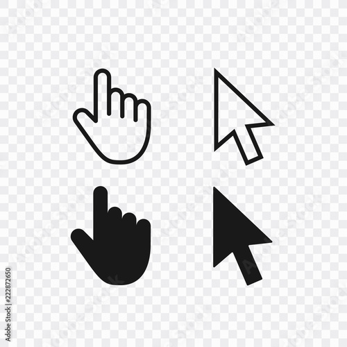 Computer mouse click cursor gray arrow icons set and loading icons. Cursor icon. Vector illustration.