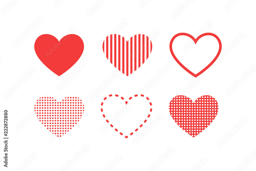 Like and Heart icon. Live stream video, chat, likes. Social nets like red heart web buttons isolated on white background. Vector illustaration.