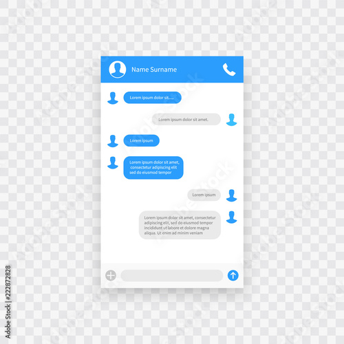 Chat interface. Sms messages. Speech bubbles. Short message service bubbles. Flat interface Vector illustration.