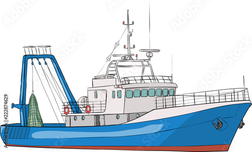 Vector. Fishing boat.