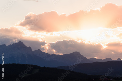 Sun sets over the Canadian Rocky Mountains