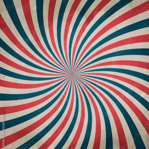 American retro patriotic vector illustration. Concentric stripes in colors of United States flag. Old paper effect. Template for Labor Day or Patriot day banners and greeting cards.