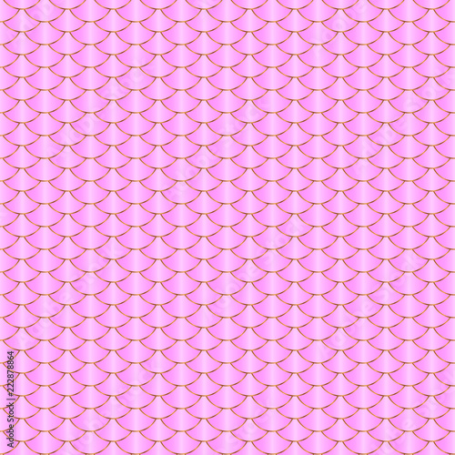 Mermaid seamless pattern. Hot pink and gold fish scale texture background. Neon magic vector illustration. Template for invitations, banners, cards, fabric, package, etc.