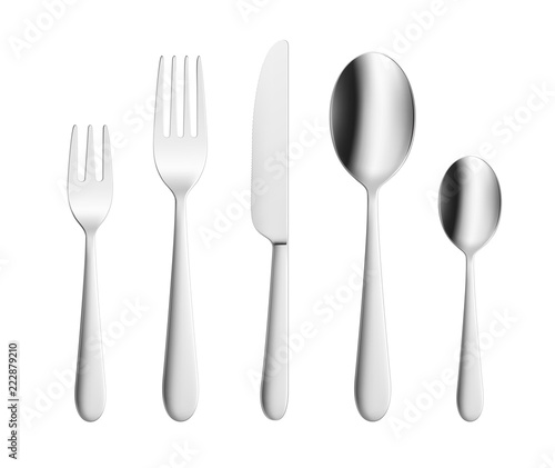 Set of fork, knife and spoon isolated on white. Vector illustration. Ready for your design. EPS10.