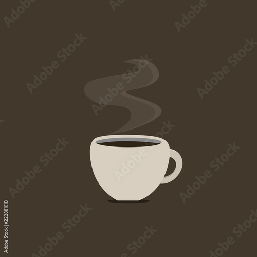 Flat design business Vector Illustration concept Empty template copy space Posters coupons promotional material. Cup Filled up of Coffee or Tea Steaming Hot with steam icon and shadow