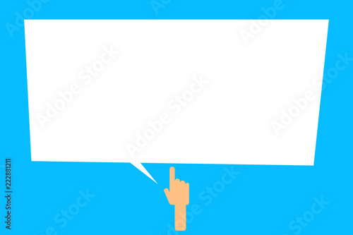 Flat design business Vector Illustration Empty copy space for Ad website promotion esp isolated Banner template. Backhand Index Finger Pointing Upward Direction to Blank Speech Bubble