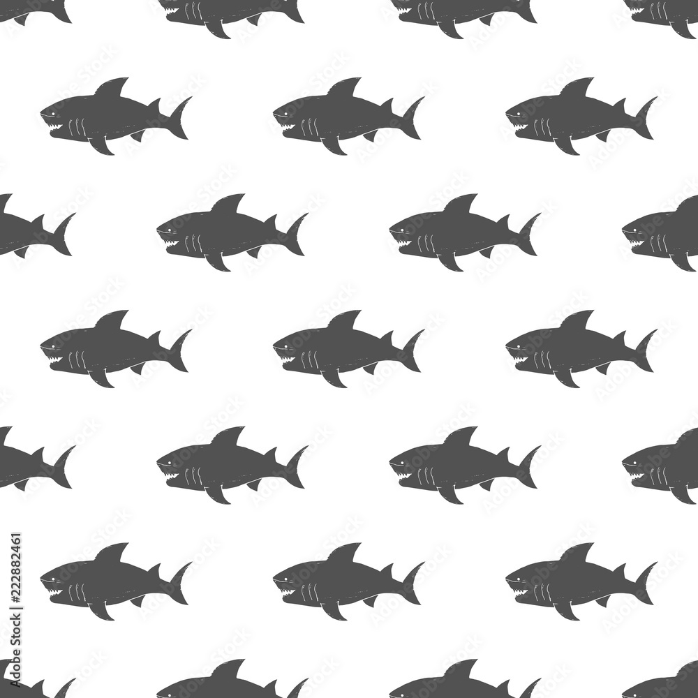 Shark seamless pattern, Hand drawn sketched doodle shark, vector illustration Shark seamless pattern, Hand drawn sketched doodle shark, vector illustration