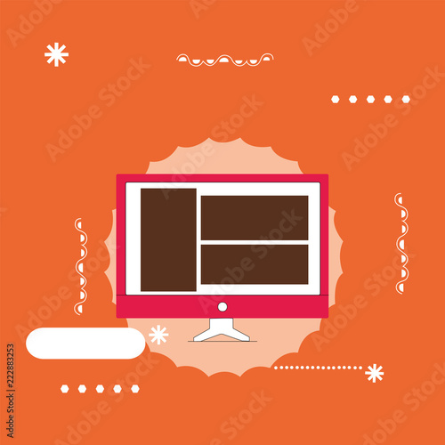 Flat design business Vector Illustration Empty copy space for Ad website promotion esp isolated Banner template. Website Page Layout on Computer Monitor Screen Mounted Hardware Device