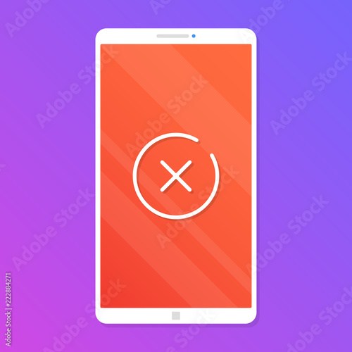 Smartphone with x mark. Mobile phone with line cross mark icon. Modern vector illustration