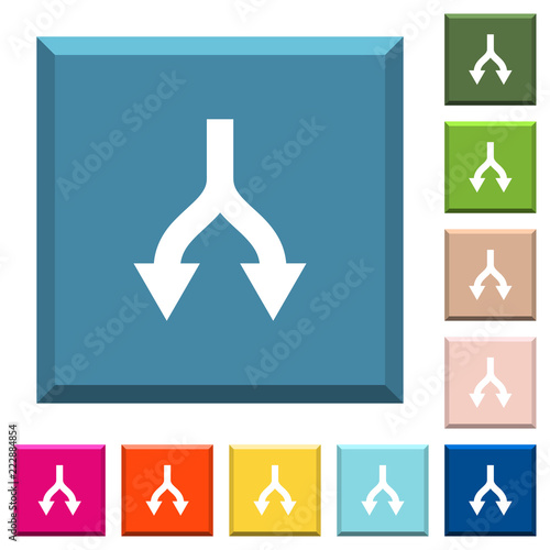 Split arrows down white icons on edged square buttons