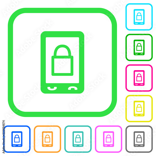 Lock mobile vivid colored flat icons