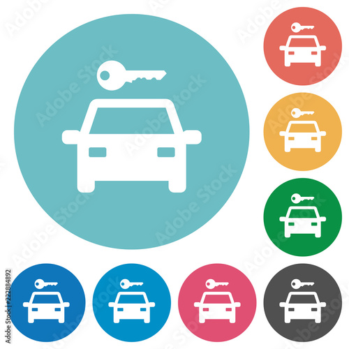 Car rental flat round icons