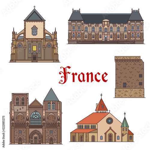 Travel landmarks and tourist sights of France
