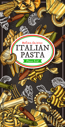 Italian food banner with pasta and macaroni