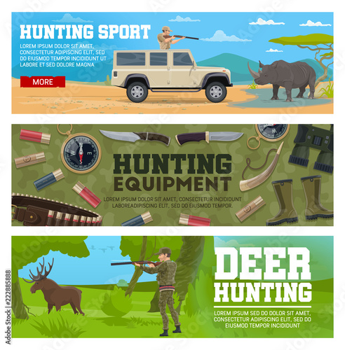 Hunter, animal and hunting equipment