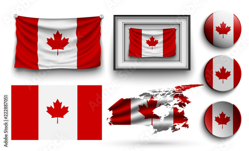 canada flags collection isolated on white