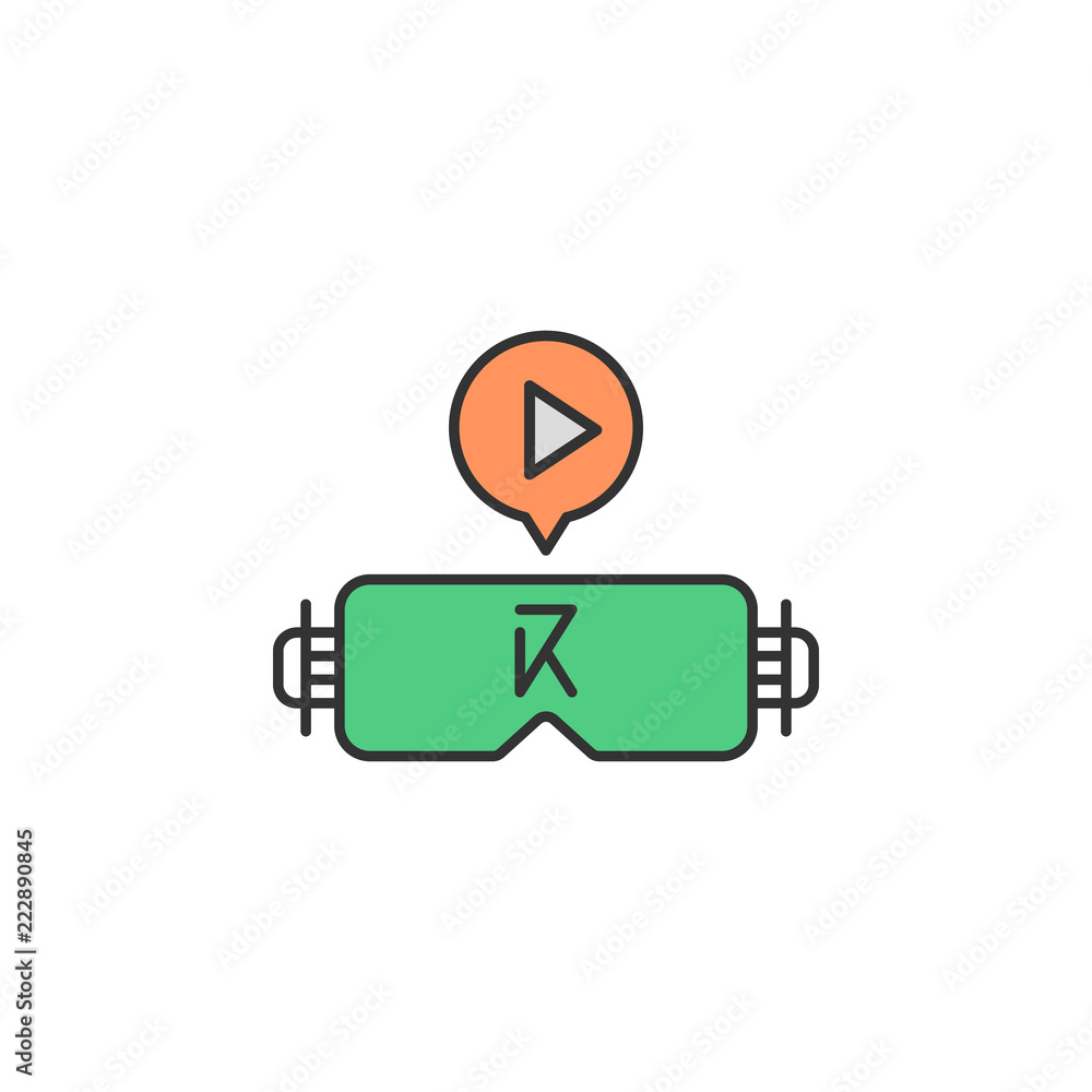 Vr glasses play video colored icon. Element of Virtual reality icon for mobile concept and web apps. Color Vr glasses play video icon can be used for web and mobile Vr glasses play video colored icon. Element of Virtual reality icon for mobile concept and web apps. Color Vr glasses play video icon can be used for web and mobile