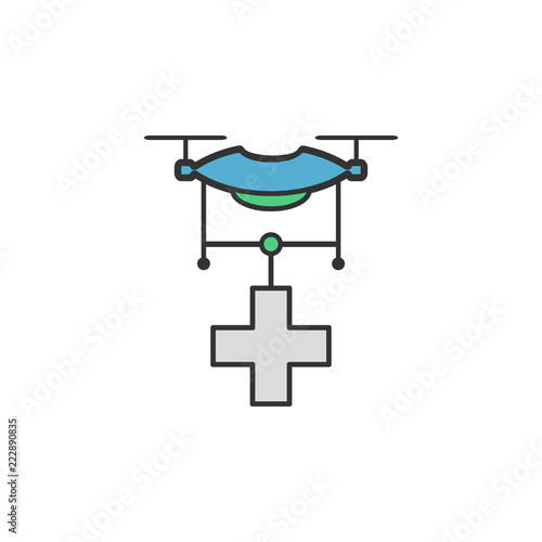 Drone medical help colored icon. Element of Virtual reality icon for mobile concept and web apps. Color Drone medical help icon can be used for web and mobile