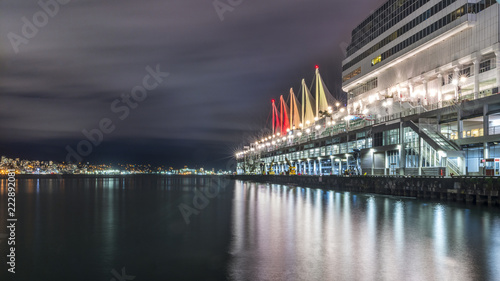 Canada Place seen at night, Vancouver. Beautiful British Columbia, Canada. photo