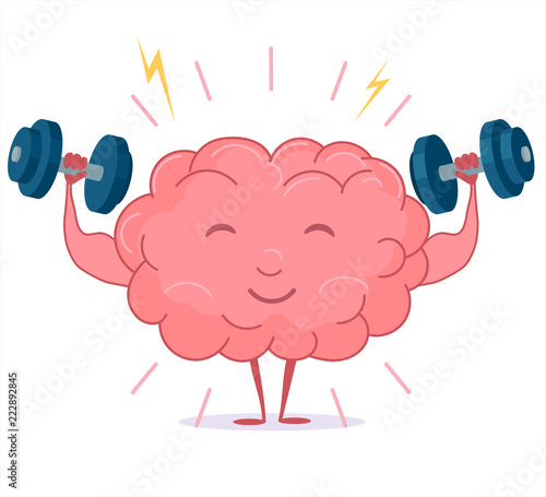 Brain training with dumbbells, mind workout. Vector