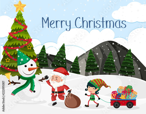 Merrry Christmas snow scene