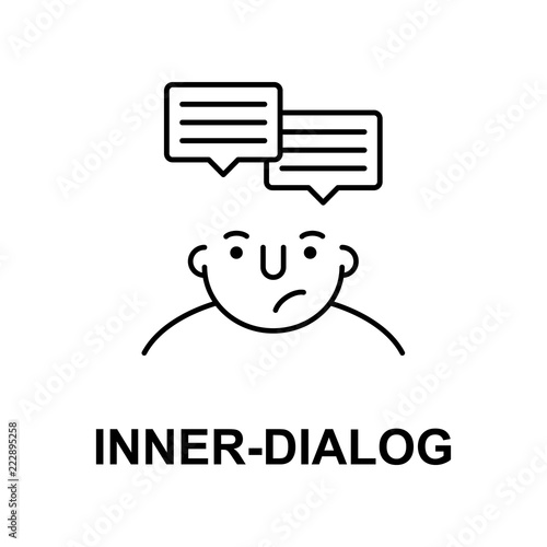 inner dialog on mind icon. Element of human mind icon for mobile concept and web apps. Thin line inner dialog on mind icon can be used for web and mobile